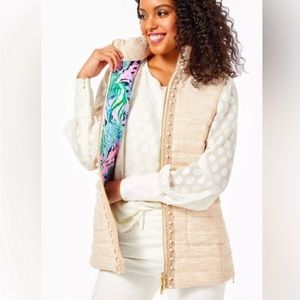 Lilly Pulitzer Noella pearl embellished, textured down filled puffer vest size S